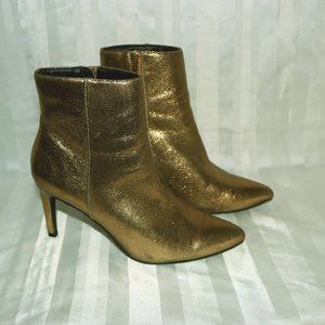 Gold Metallic Pointy Toe Ankle Boot